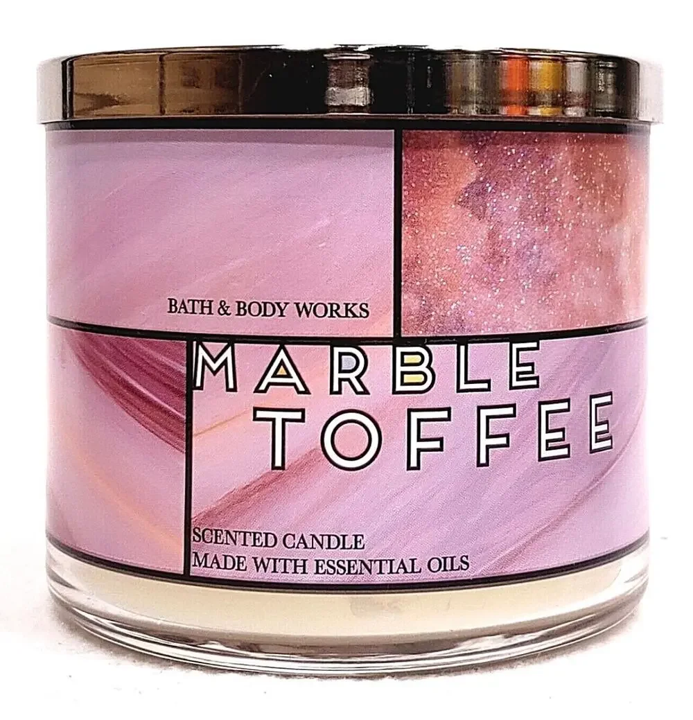 Bath & Body Works Marble Toffee 3 Wick Scented Candle - Picture 1 of 4